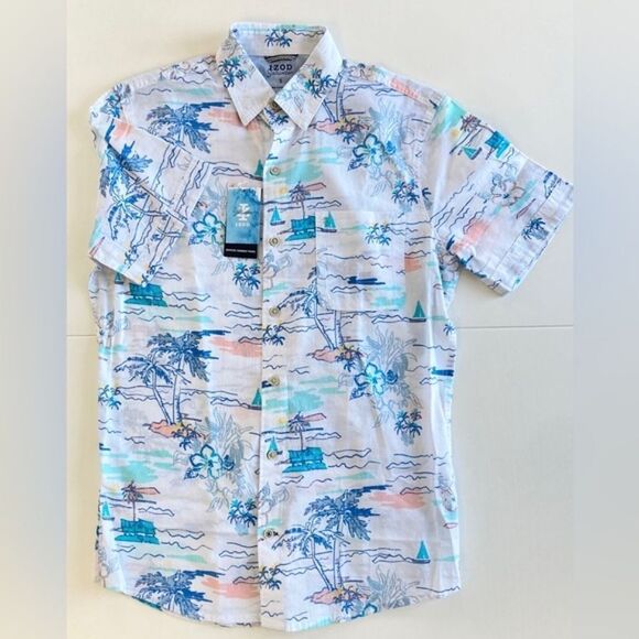 IZOD Chambray SS Button-Down Shirt - Picture 2 of 10